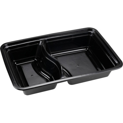 ABENA - Menu miska REUSE 2-dílná černá 22,2x15,2x4,4cm (PP) (50 ks)