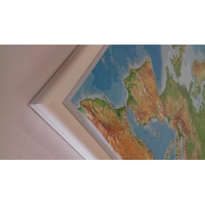 Georelief Benelux - plastická mapa 80 x 60 cm Varianta: mapa v dřevěném rámu, Provedení: Pinos bílý