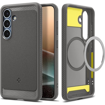 Spigen Rugged Armor MagSafe Case - удароустойчив силиконов (TPU) калъф с MagSafe за Samsung Galaxy S25 (сив)