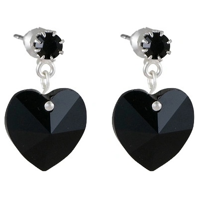 JSB se Swarovski Elements tvar srdce černé 14620214 jet