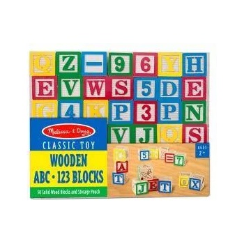 Melissa & Doug Дървени кубчета ABC/123 Melissa and Doug, 000772119009