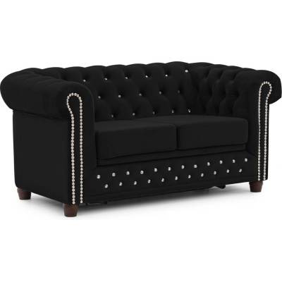 ROPEZ Черен кадифен разтегателен диван 148 cm York Blik - Ropez (York Blink Sofa 2os. z f.spania Riviera 100 ( Davis ) l. srebrne, nogi brąz)