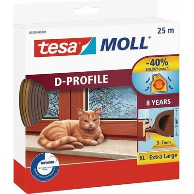 Těsnění do oken tesamoll Gumové těsnění, hnědé, D profil, 25m (05389-00001-00)