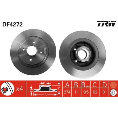 Brzdový kotúč TRW DF4272