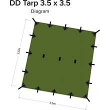 DD Hammocks Tarp 350 x 350 cm Oliva zelená