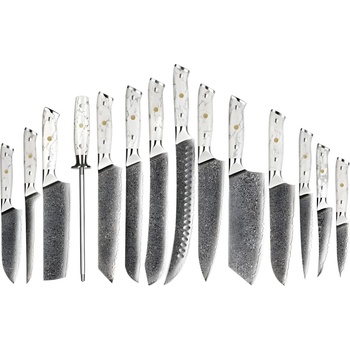 HARAHU Комплект дамаски кухненски ножове yu-37538 - Бяла kp37538 (yu-37538)