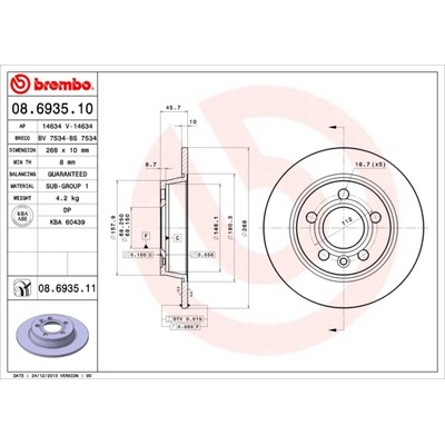 BREMBO Brzdový kotúč 08693511
