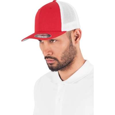 Urban Classics Шапка с козирка в червено и бяло Flexfit Mesh TruckerUB-6511T-00202 - Червен, размер L/XL