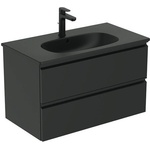 Ideal Standard TESI долен шкаф+мивка 80 cm, с две чекмеджета, черен мат (T0051ZT+T3509V3)