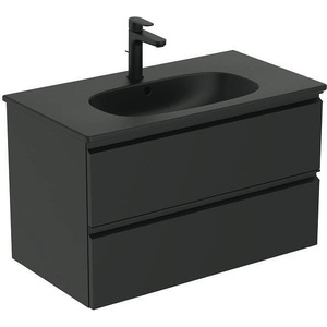Ideal Standard TESI долен шкаф+мивка 80 cm, с две чекмеджета, черен мат (T0051ZT+T3509V3)