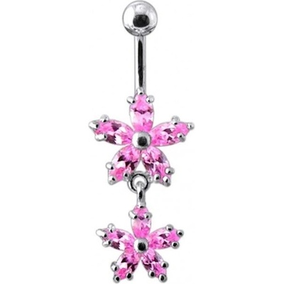 Šperky4U stříbrný piercing do pupíku kytičky BP01117-P