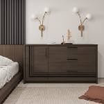 Forte Комод seven с чекмеджета и врата 160 см, мазурски дъб, led Осветление (eufk222l-d131/set)