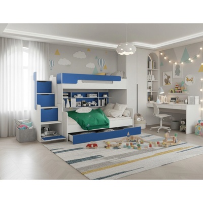 ArtBed Harry poschodová Biela / modrá