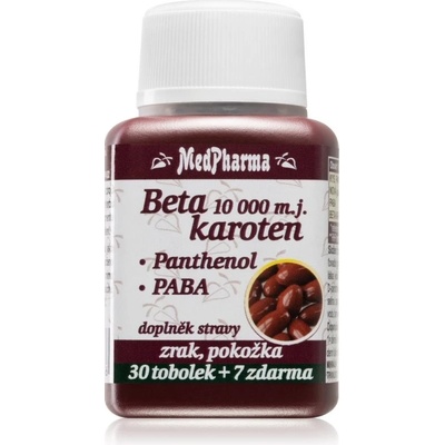 MedPharma Beta karoten 10000 m.j.Panthenol + PABA tobolky pre zdravie zraku a pokožky 37 kapsúl