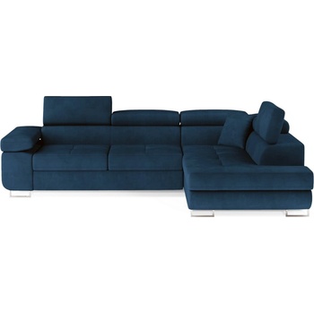 Eltap Син кадифен разтегателен ъглов диван с място за съхранение (десен ъгъл L форма) Anton - ELTAP (An_53)