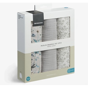 KikkaBoo Комплект 3 бр муселинови пелени 100х100см - Dreamy Fields Grey (31103010112)