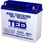 Ted electric Оловна батерия TED ELECTRIC, 12V, 18.5Ah, 181/ 76/ 167 mm, AGM (TED-12V-18.5-AGM) - megamag