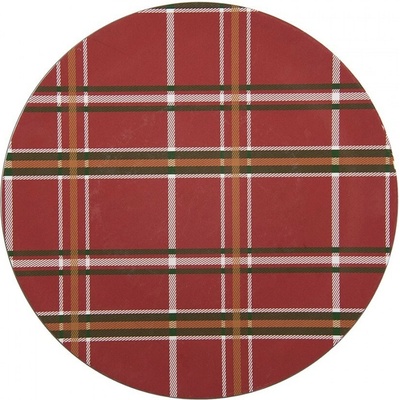 Clayre & Eef Červený károvaný servírovací talíř - Ø 33*1 cm