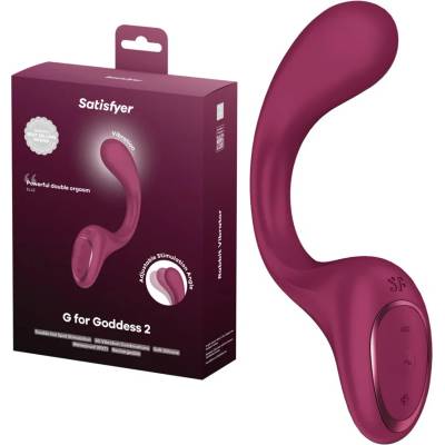 Вибратор за G-точка и клитор, гъвкав и мощен, 18, 8см. - G for Goddess 2 Red (SATISFY564)