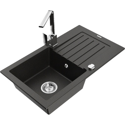 Mexen Pablo гранитна мивка с 1 камера с отцедник и кухненски смесител Rita, (6510-75-670300-00)