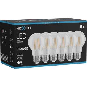 Mexen Vintis 6x LED филаментна крушка E27, A60, 4W, 55 lm, оранжева - L150-E27-04XX-48x06 (L150-E27-04XX-48x06)