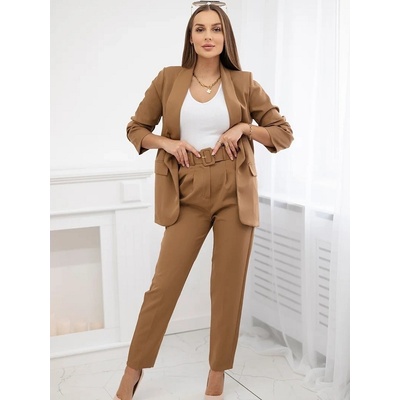 Elegantní kalhotový komplet 80172K Camel – Zboží Dáma