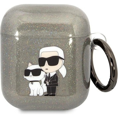 Karl Lagerfeld Кейс Karl Lagerfeld KLA2HNKCTGK за AirPods 1/2, черен / черен, Gliter Karl&Choupette (KF001577-0)