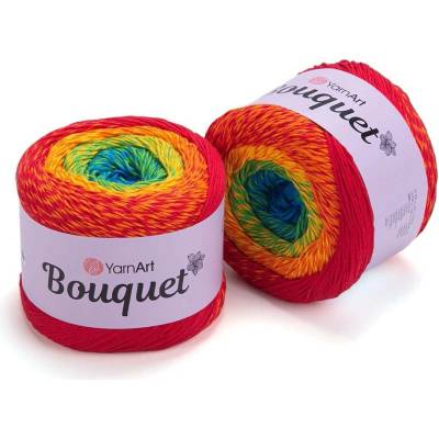 Yarn Art Bouquet 725 červená oranžová žlutá zelená modrá