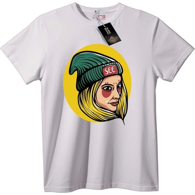 NOONEBRAND Тениска SEE Бийни Графика - 6XL, White