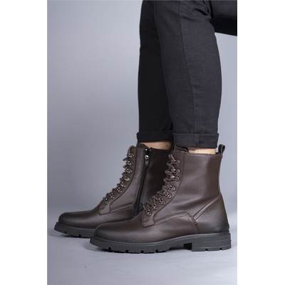 Riccon Мъжки боти с цип 0012726 - Кафяви #358925 (358925_Тъмно кафяв)