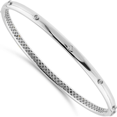 Lillian Vassago Pevný náramek zdobený zirkony bílé zlato LLV98-GB008W