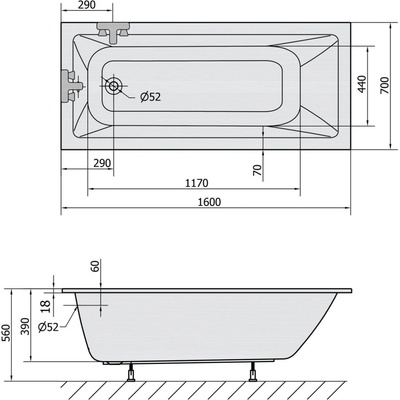 Polysan NOEMI SLIM 160 x 70 cm 71707S