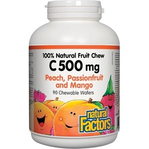 Natural Factors Vitamin C/ Витамин С 500 mg х 90 дъвчащи таблетки с вкус на тропически плодове Natural Factors (1324 NF)