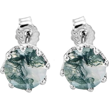 Olivie stříbrné MECHOVÝ ACHÁT 7371