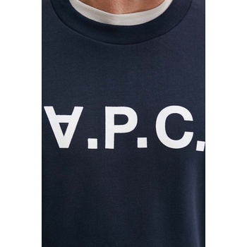 APC Памучен суичър A. P. C. sweat standard grand vpc GOTS в тъмносиньо с апликация COHBN. M27907 (COHBN.M27907)