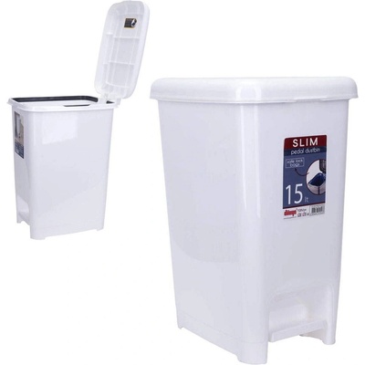 Dünya Plastik 15 л бял кош за боклук с педал Dunya модел Slim (01042)