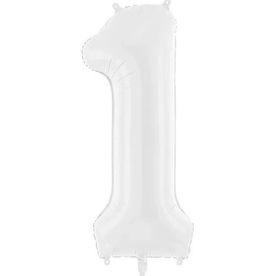 Party Deco FB130-1-008 Fóliový balón biely číslo 86 cm 1