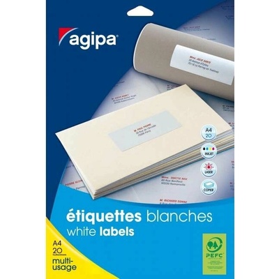 Etikety univerzálne na zakladače 60 x 190 mm Agipa A4 20 hárkov