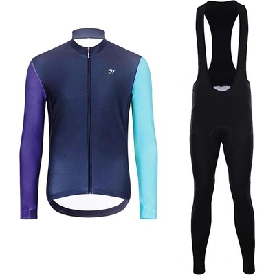 Holokolo dlhý a nohavice Performance WINTER čierna/fialová/zelená