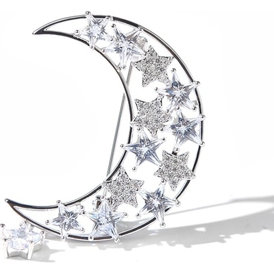 Éternelle Vánoční brož Swarovski Elements Rosana měsíc B3009-LXT0212 Bílá/čirá