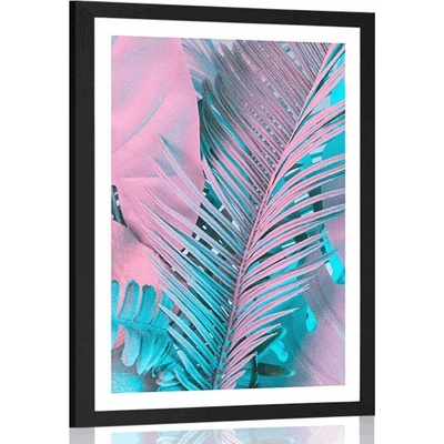 Plakát s paspartou palmové listy v neobyčejných neonových barvách - 40x60 no frame