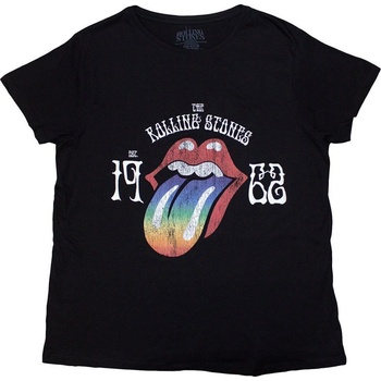 The Rolling Stones Sixty Rainbow Tongue '62 (Puff Print) Black L Дамски Риза (RSTS170LB03)