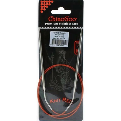 ChiaoGoo Knit Red ergonomické fixní kruhové jehlice 80 Cm 4mm