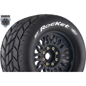 LOUISE RC Гуми Louise RC MFT ST-ROCKET 1-8 Stadium Truck Tire Set - Mounted - Sport - Black Wheels - Removable 0" & 1/2" OFFSET HEX 17mm LOUT3324X (LOUT3324X)