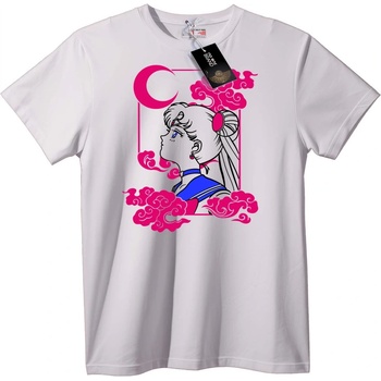 NOONEBRAND Тениска Аниме Месец и Облаци - 6XL, White
