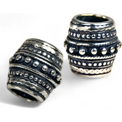 Drakkaria STŘÍBRNÝ KORÁLEK do vousů soudek P3873