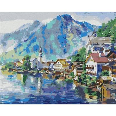 zuty Malování Podle Čísel Krajina Rakouské Vesnice 80 x 100 Cm Plátno Rám