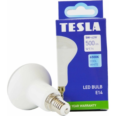 Tesla LED žiarovka Reflektor R50, E14, 5 W, 230 V, 500 lm, 25000 h, 6500 K studená biela, 180st R5140565-1