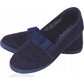 Detské čipkované tenisky s mašľou tmavomodré