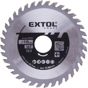 Extol Циркулярен диск, с твърдосплавни върхове, 115x22, 2 mm (диаметър на вала), T36; широчина на диска 2, 2 mm, макс. 11 000 об/мин